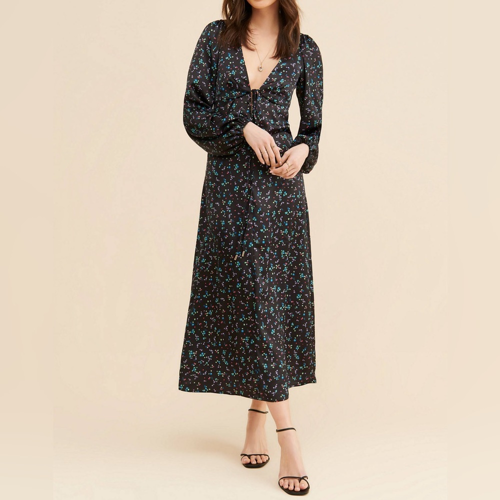 Woman’s AFRM Elegant Black Floral Maxi Dress Size S/P
